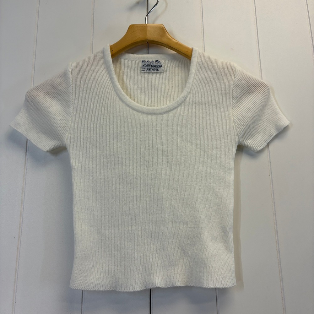 Vintage Indie Sleaze Ribbed Knit Sweater Crop Top Women Size XS Minimalist Basic